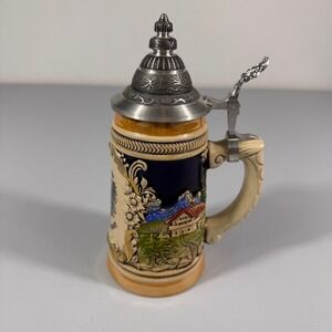 Vintage German Beer Stein with Pewter Lid Deutschland Germany Crest
